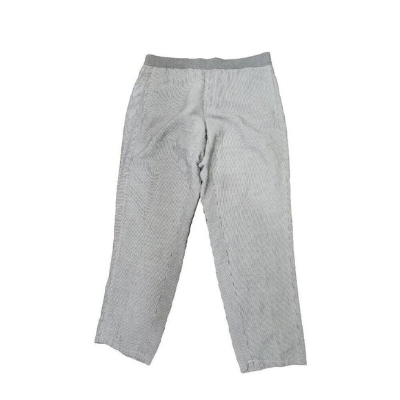 J. Jill Pants Linen Blend Pull On Gray White Pinstriped Pockets Women's Medium - Picture 1 of 8